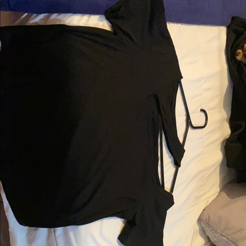 Black cut out shirt